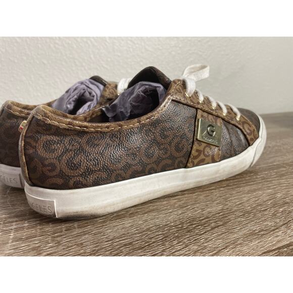 G by GUESS‎ Brown Leopard Print Sneakers Women’s 9.5M Monogram Casual Shoes - Picture 7 of 12